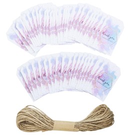 Gift Tags with String, 50 Pieces Paper Gift Tags, Thank You Present Labels Gift Tags for Decoration Birthday Wedding Baby Shower Graduation etc, 7 x 4cm