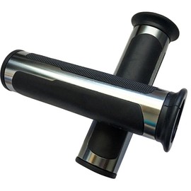 MotorToGo 7/8" Open End Titanium Gray Motorcycle CNC Aluminum Handlebar Gel Grips for 2007 Honda CBR1000RR