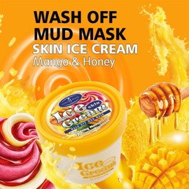 AICHUN BEAUTY Ice Cream Facial Wash Off Mud Mask Oil-Control Deep Cleaning Moisturizing Exfoliation Blackhead Skin Care 100g 3.38FL. OZ (MANGO&HONEY)