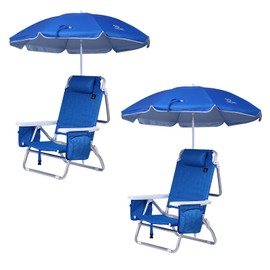 Nice C Backpack Beach Chair, Sand Chair, Beach Chairs for Adults, Chair Beach with Cooler and Umbrella, Cup Holder Outdoor, Camping, BBQ, Travel, Picnic (Two Blue)
