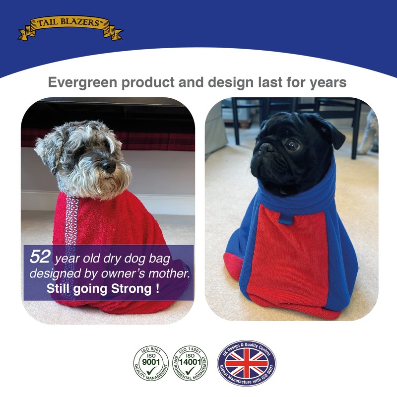 TAIL BLAZERS Quality Dog Drying Bag. Keep Dry & Warm