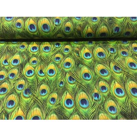 Peacock Feathers Digital Print Fabric Home Decor Upholstery Curtains Dressmaking Cotton Material - 140cm Wide (2)
