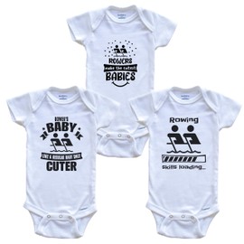 Really Awesome Shirts Rowing Rower Crew Funny Cute Baby Bodysuit Bundle (3 Piece Set), 18 Months White