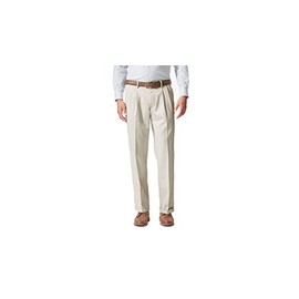 Dockers Men's Relaxed Fit Comfort Pants-Pleated, Porcelain Khaki, 36W x 30L