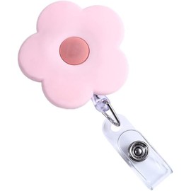 1Pc Pink Cute Badge Reels Retractable with Alligator Clip, Nurse ID Badge Holder Flowers Keys Lanyard Badge Holders for Teacher Student Office Supplies Identification Badges and Supplies