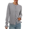 PRETTYGARDEN Womens Fall Button Down Cardigans Chunky Knit Ruffle Open