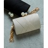 niana Party Bag, Clutch Bag, Handbag, Pearl, Satin, beige