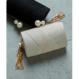 niana Party Bag, Clutch Bag, Handbag, Pearl, Satin, beige