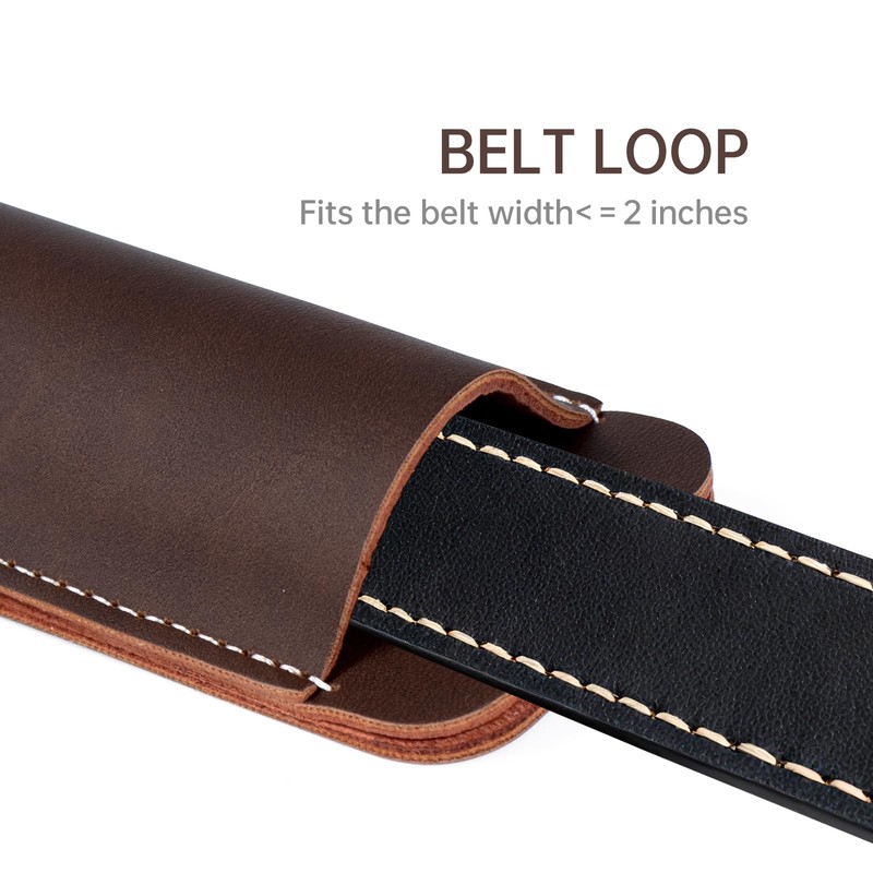 Leather Knife Sheath for Belt, Horizontal Carry Pocket Knife Holder,