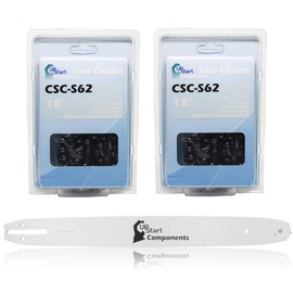 Replacement 18" Single Rivet Bar and 18" Semi Chisel Chain Combo for Poulan 4218 Chainsaw (18" Length, 3/8" Pitch, 0.050" Gauge, 62 Drive Links, 7 Sprocket Nose Tooth) 1 Bar 2 Chains
