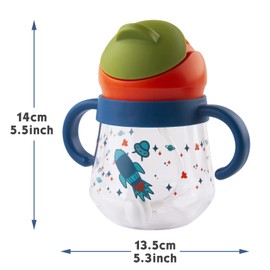Qshare Sippy Cup for Baby 6 Months+,Toddlers Cups with Straw and Handles,Non-Spill Baby Drinks Water Bottles,BPA Free,Weighted Straw Cups Trainer Cup for Babies,260ml