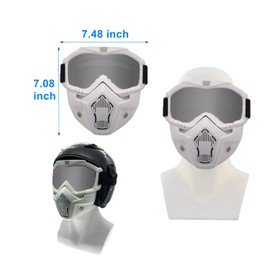 LJDJ Motorcycle Goggles with Removable Face Mask - Dirt Bike ATV Motocross Eyewear Anti-UV Adjustable MX Riding Offroad Cycling Motorbike Protective Glasses Racing Combat Tactical Military Goggles