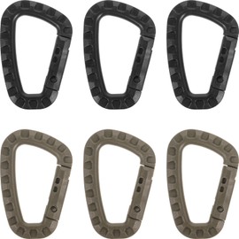 Pack of 6 Carabiners Tactical: Carabiner Hook Plastic Tactical Keychain Climbing D Rings Gear Clip Backpack Hanging Buckle for Camping Hiking Fishing Gym (Black and Green)