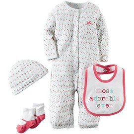 Carter's Baby Girls 4 Piece Sets, Pink, Preemie
