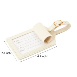 CHOIEO Initial Luggage Tag, PU Leather, Embroidered, Letter, Monogrammed, Luggage Tag for Baggage Bag Suitcase (J, White Leather+Pink Letter)