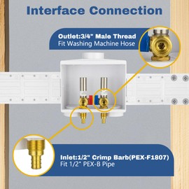 2-Pack GUOFIS Washing Machine Outlet Box,1/2 Inch PEX Crimp Inlet x 3/4 Inch MHT Outlet, Laundry Washer Box with Stainless Steel Water Hammer Arrestor (Double Drain)