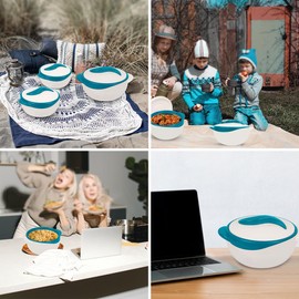 Pinnacle 3 Piece Thermo Dish Hot or Cold Casserole Serving Bowls with Lids Turquoise