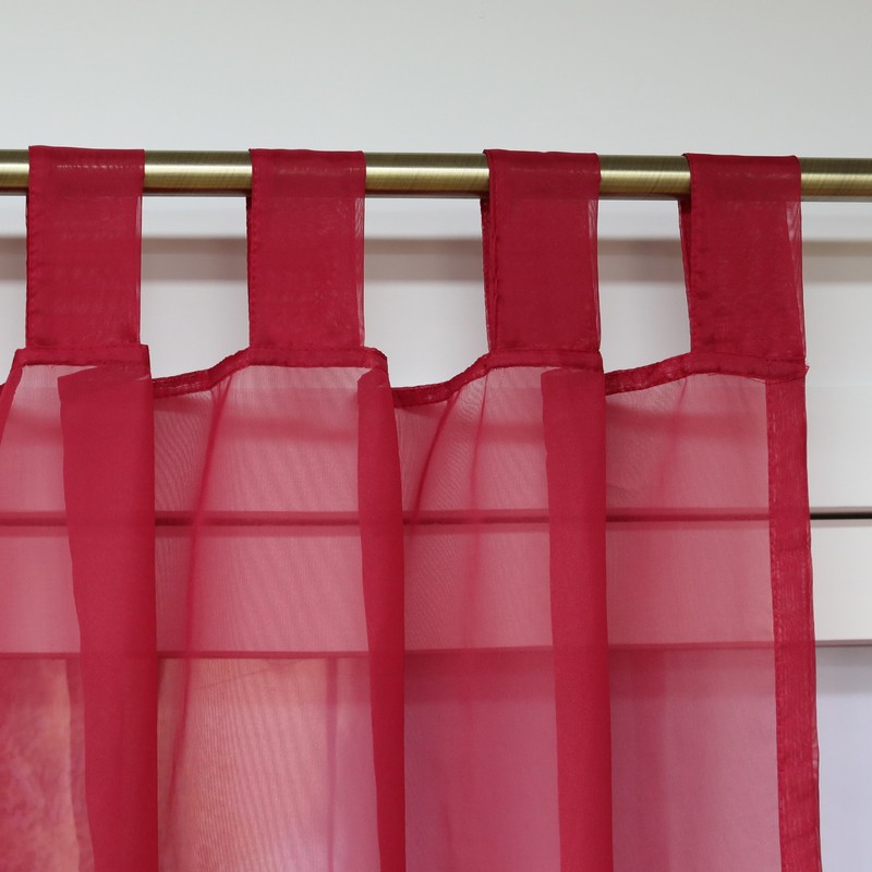 ESLIR Curtains with Tabs Window Curtain Transparent Tab-Top Voile Red