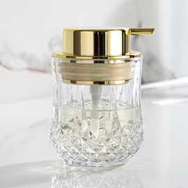 Glass Soap Dispenser,Bathroom Hand Liquid Soap Dispensers,Refillable Dish Soap Dispenser for Gold Pump,Lotion Dispenser for Bathroom,Kitchen (Clear/Gold Liquid Pump)