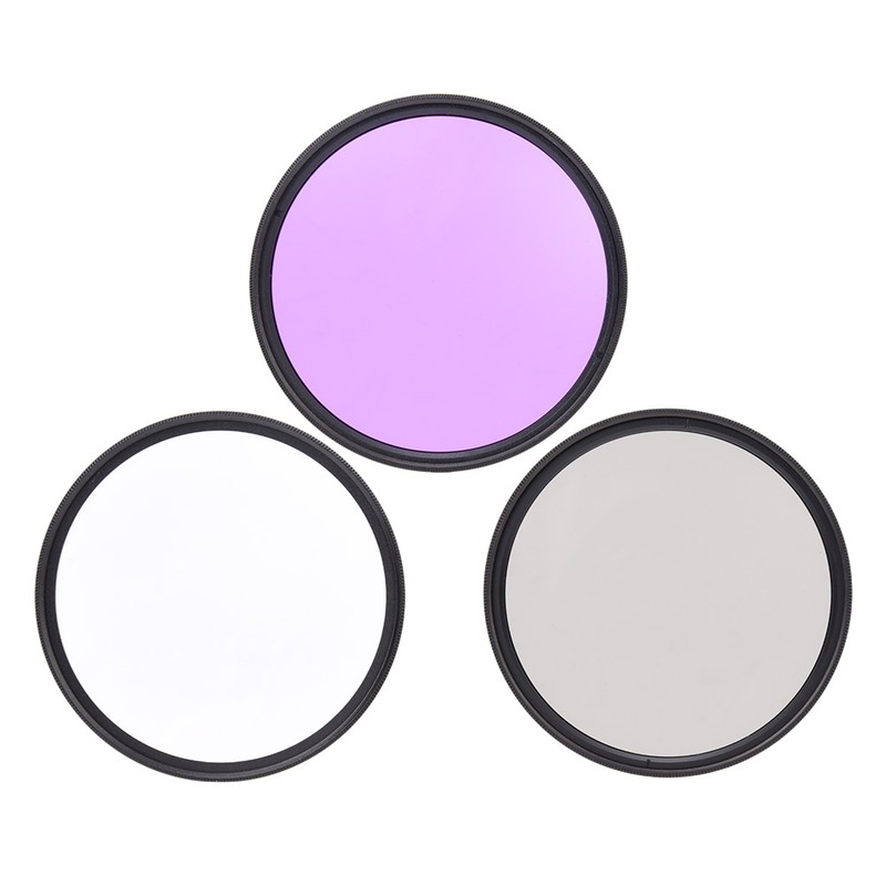3 pcs 67mm UV CPL FLD Camera Filters Kit for