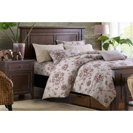 Softta Luxury Queen Size Vintage Classic Modern Gray Velvet Flower Safflower and Leaves Gray Retro Graceful Boho Bedding Sets 3Pcs Duvet Cover Sets Ultra Soft 100% Egyptian Cotton Bedding Collection