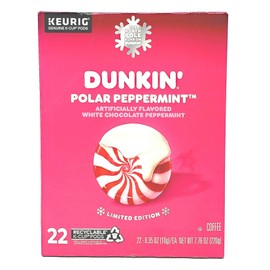 Dunkin Donuts Limited Edition Holiday Coffee K Cups - Polar Peppermint -2 Boxes - 44 Seasonal Kcup Pods For Keurig Coffee Makers