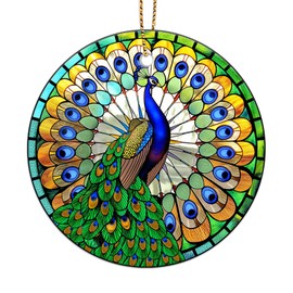 34HD Gifts for Christmas, Peacock Christmas Ornament Ceramic 2-Side Printed, Peacock for Women, Christmas Decorations