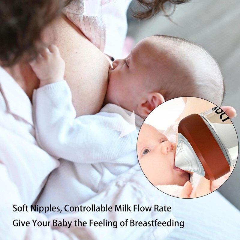 yanyoyo Silicone Bottle Nipple, Anti Colic Nipples for Baby, Natural