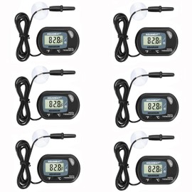 AQUANEAT Aquarium Thermometer, Fish Tank Thermometer, Digital Temperature Test, with Large LCD Display (6 Packs)