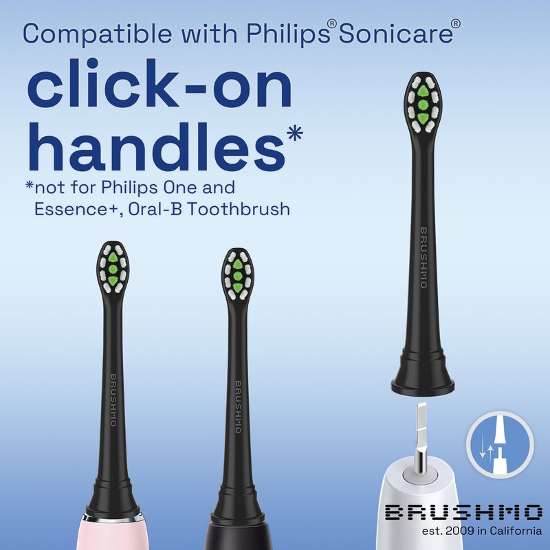 Brushmo Whitening Replacement Toothbrush Heads, Compatible with Philips Sonicare Click-on
