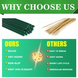 Jollybower 25pcs Steel Plant Stakes 4 Feet,Sturdy Plant Sticks, Plastic Coated Metal Garden Stakes Supports Climbing for Tomato, Bean, Flowers, Tree Potted