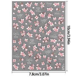 Adesivo per unghie con fiori di ciliegio rosa ciliegia per primavera estate