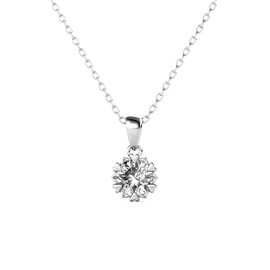 Cate & Chloe Maggie Pure Flower Pendant Necklace, Women's 18k White Gold Plated Necklace with a Large Sparkling Solitaire Round Cut Crystal, Silver Pendant Necklace for Women