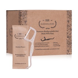 Bleeker and Rowe Biodegradable Individually Wrapped Floss Picks - Eco Friendly Flossers 150 Pack (PTFE Floss)…