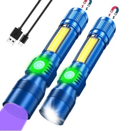 Black Light UV Flashlight Rechargeable, 3in1 Super Bright Tactical Flashlights LED UV Black Light &Redlight, 1500Lumen 7Modes, Zoomable, Waterproof Pocket Flashlight for Pet Stains Detection,Camping