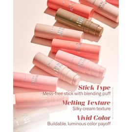 THESAEM Perfect Glam Stick Highlighter WH01 Aurora Wave - Brillo facial cremoso perla luminosa - Ceramida, manteca de karité - Textura de crema derret