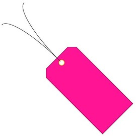 Blank Heavy Duty 15 Mil Waterproof Plastic Tags with Attached Wires - Equipment - Valve Marking - Outdoor Tagging - Pack of 50 (2" x 4", Fluorescent Pink)