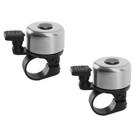 2 Pack Cute Mini Bike Bells - Crisp, Loud Cycling Rings for Adults and Kids, Fit Handlebars of Road Bikes, Mountain Bikes & Scooters (Silver)