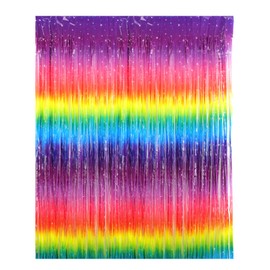 Drucilla Tinsel Curtains Glitter, Tinsel Glitter Curtain, Foil Fringe, Metallic Streamers Background for Parties, Photo, Birthday Decoration, Wedding, 1 m x 2 m, Dark Gradient 02