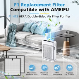 2 Pack F1 Replacement Filter for AMEIFU F1 Air Purifier, Double-Sided Air Purifier Filter for Home Large Room Up to 2200 Sq Ft, H13 True HEPA and Activated Carbon, Replace Part #‎F1F