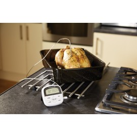MasterClass Oven Meat Thermometer Probe, Digital 24 Hour Timer, Black