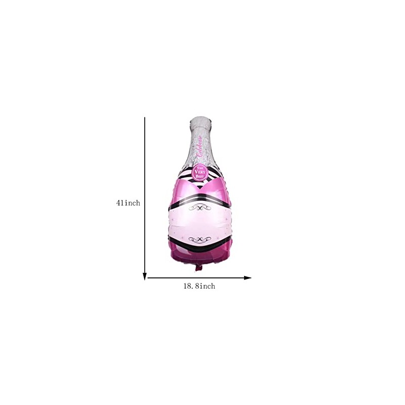 4Pcs 36inch Champagne Bottle Foil Balloons and Goblet Wine Glass