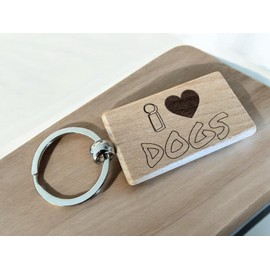 Ashton and Finch I Love Dogs Keyring – Fun and Stylish Wooden Gift for Dog Lovers