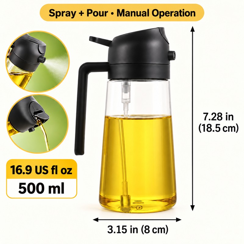 2 in 1 Oil Sprayer and Dispenser – 16.9 fl