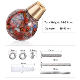 mookaitedecor Set of 2 Red Jasper Crystal Sphere Drawer Knobs with Screws, Resin Round Ball Stone Handles Pulls for Cabinets Cupboard Kicthen Door Wardrpbe
