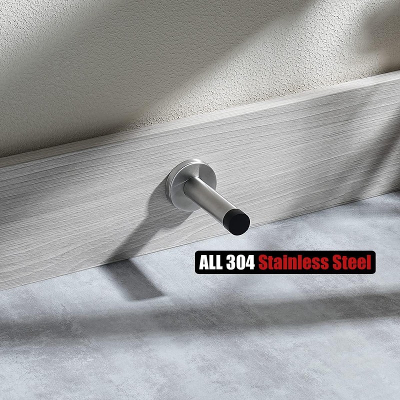 2 Pack Brushed Stainless Steel Wall Mounted Door Stopper, 304