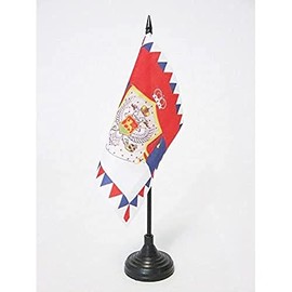 Royal Standard of Montenegro 1911-1918 Table Flag 5'' x 5'' - Montenegro kingdom Desk Flag 15 x 15 cm - Black plastic stick and base - AZ FLAG