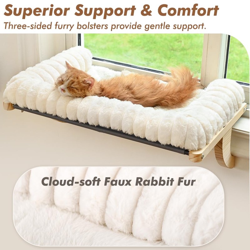 valigogo Cloud-Soft Cat Window Sill Perch with Zipper Designed Cushioned