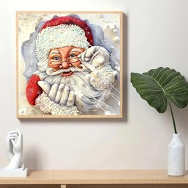 STGLCR 5D Diamond Art Painting Kits Christmas DIY Diamond Art Santa Claus, Full Round Drill - Crystal Embroidery Cross Stitch - Adult Craft for Wall & Office Decor 12x12 inch