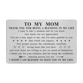 Mothers Day Card for Mom, Thank You Mom Gifts, Engracved Mom Wallet Card Insert, Gifts for Mom Mothers Day